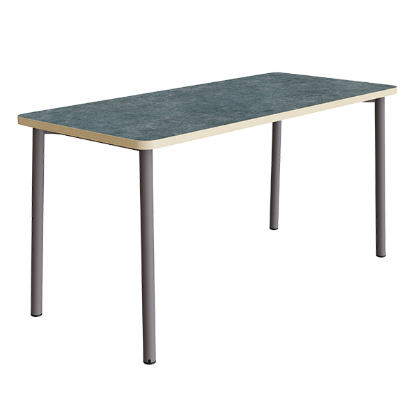 Bord Add med gråa ben och linoleum skiva.